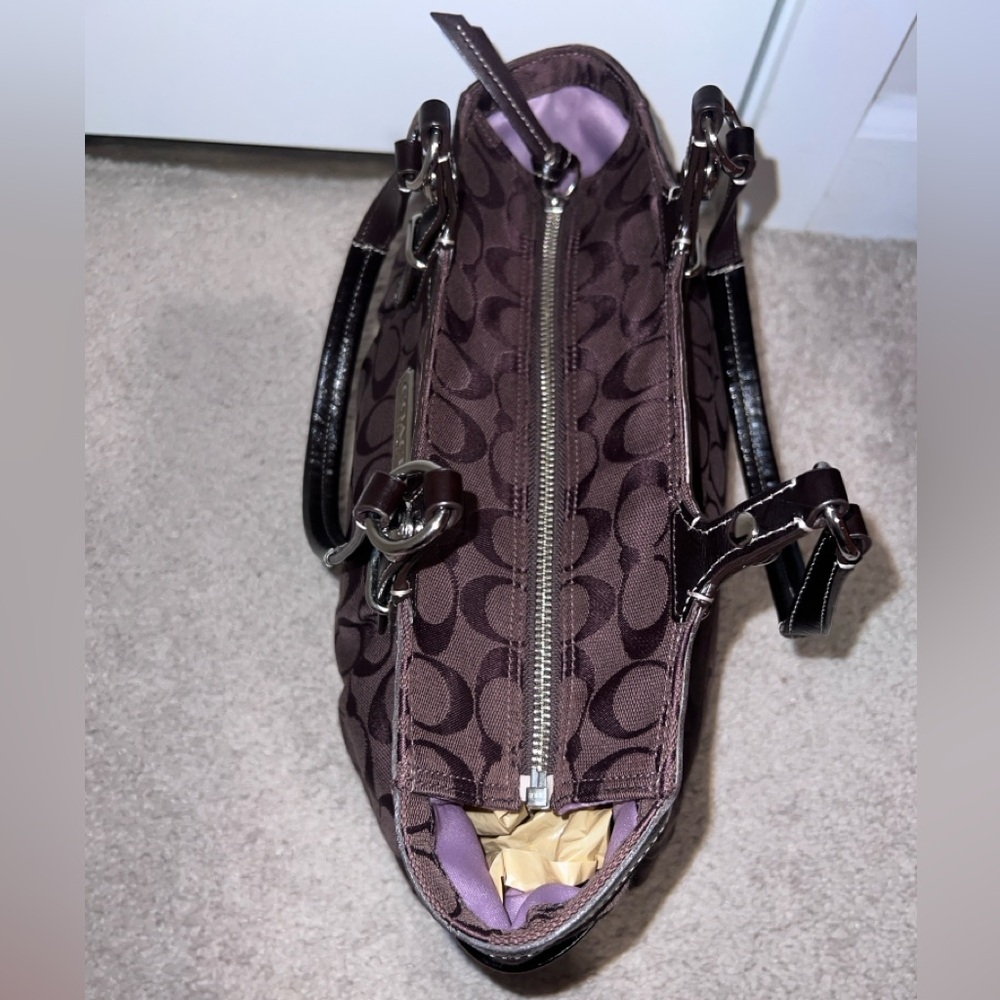 Coach Brown Signature Tote Shoulder Bag - Picture 6 of 10